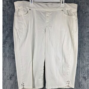 Avery Skimmer White Pull On Cropped Pants Studded Hem Womens Plus Size 22W